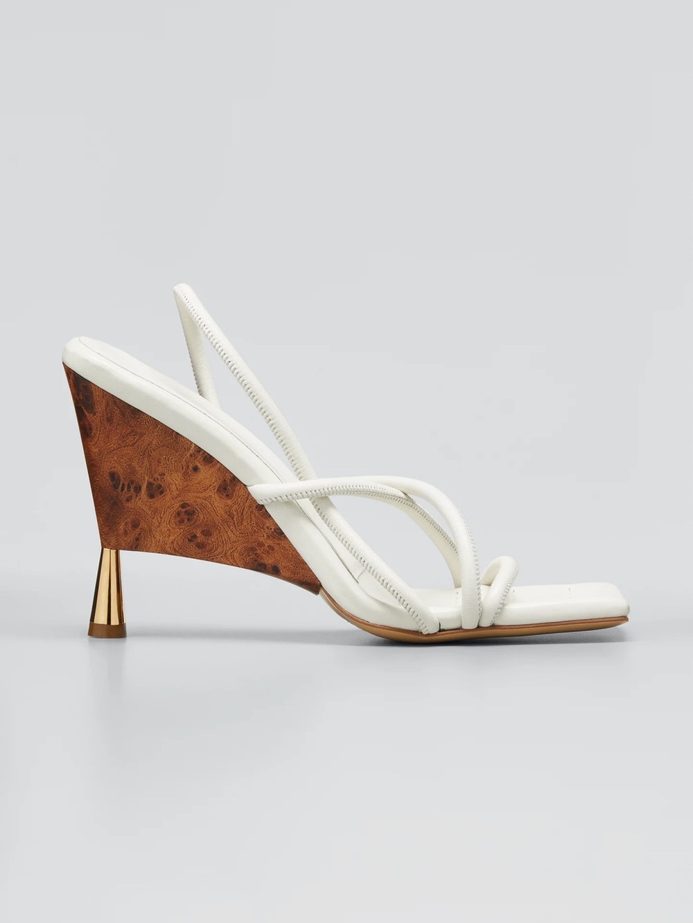 Gia Borghini x RHW Strappy Metallic-Heel Singback Sandals in White